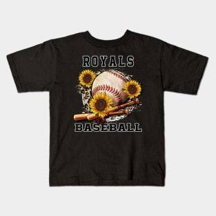 Awesome Baseball Name Royals Proud Team Flowers Kids T-Shirt